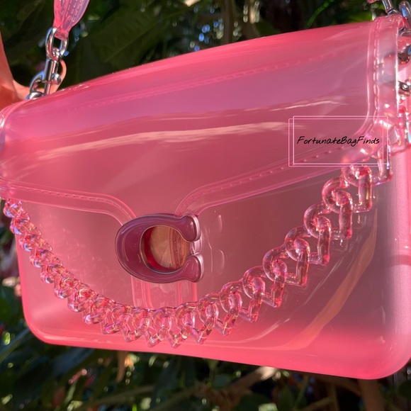 TikTok Famous PINK PEACH Jelly TRIPLE HEARTS Resin Bag Strap Novelty Bag Chain - Picture 2 of 14